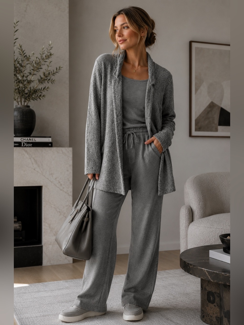 Old Navy Gray Cardigan Coatigan XL | Cozy Soft Open Front | Oversized Cap